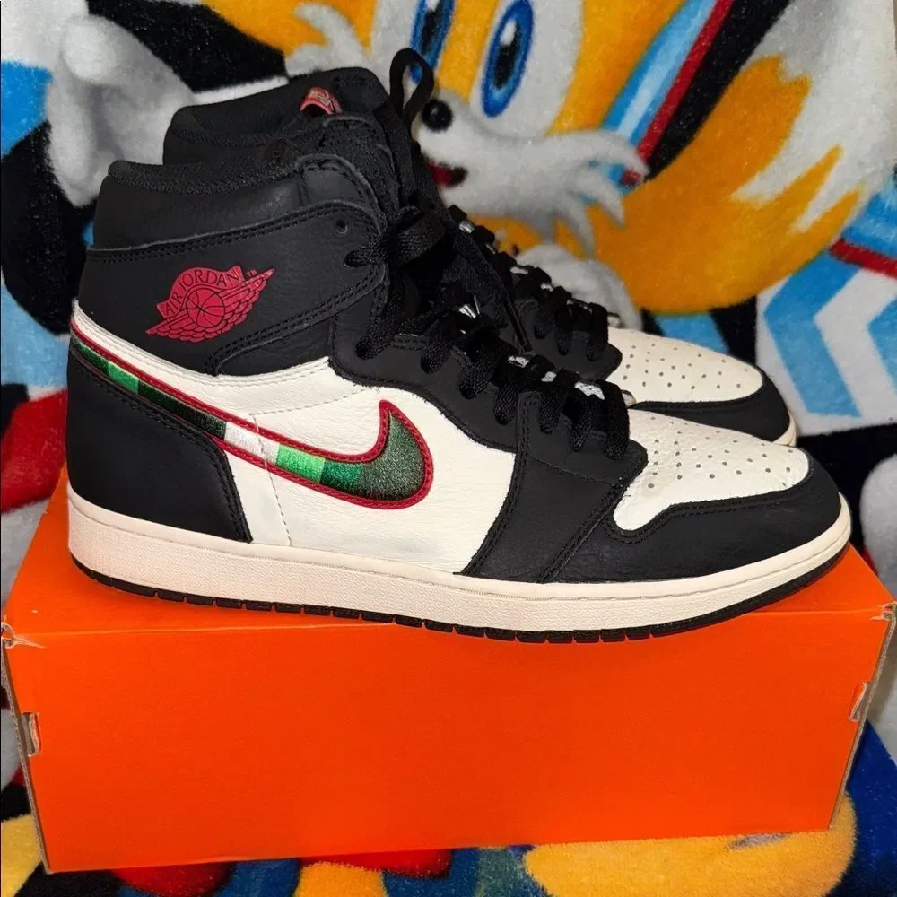 Air Jordan retro 1 Shoes Black White Red Green